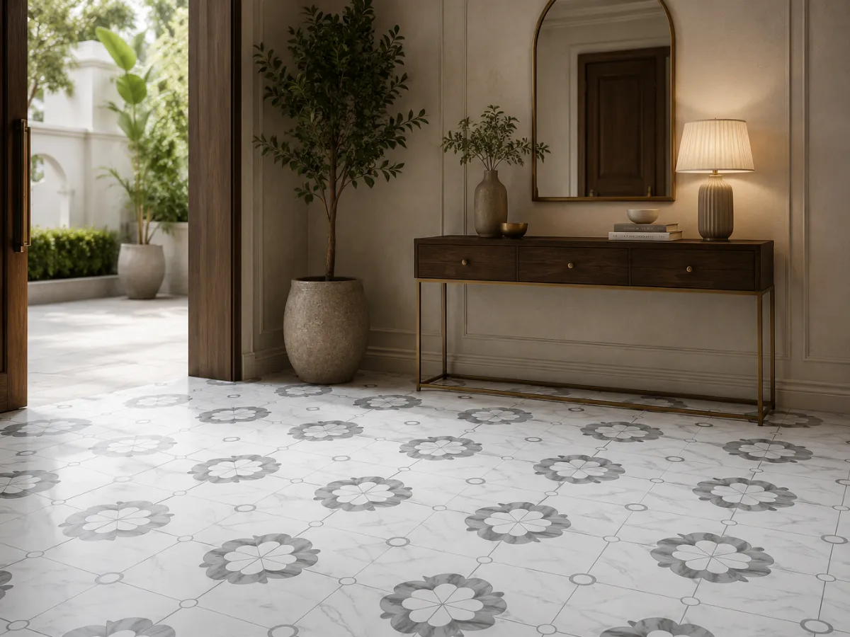 Grey and White Moroccan Tiles 